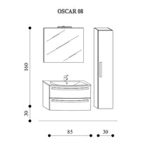 Mobile bagno sospeso Oscar01 cm 115x190x46 rovere nabucco