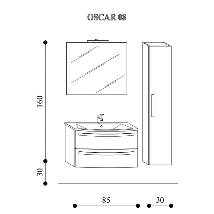 Mobile bagno sospeso Oscar01 cm 115x190x46 rovere nabucco