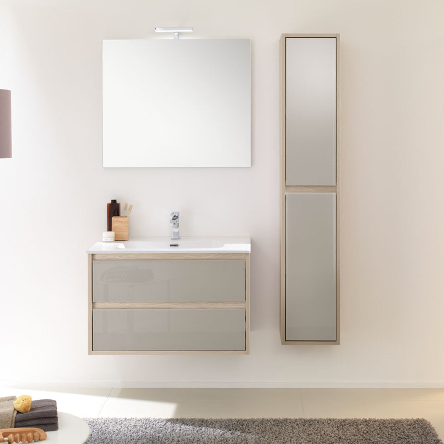 Mobile bagno sospeso Elba01 cm 110x190x46 olmo rosseau