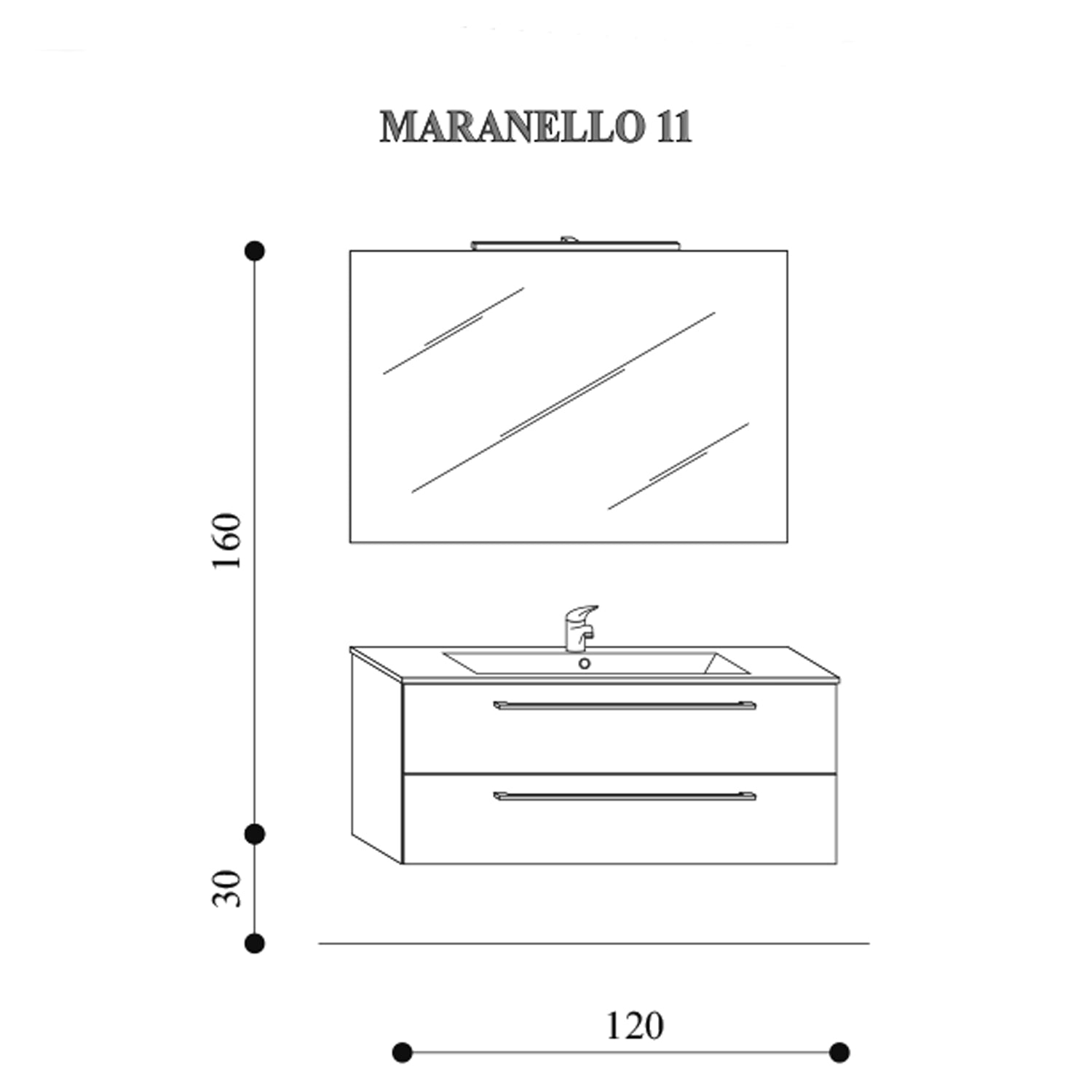 Mobilebagno sospeso Maranello04 cm 120x190x46 laccato lucido bianco