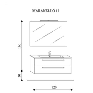 Mobilebagno sospeso Maranello04 cm 120x190x46 laccato lucido bianco