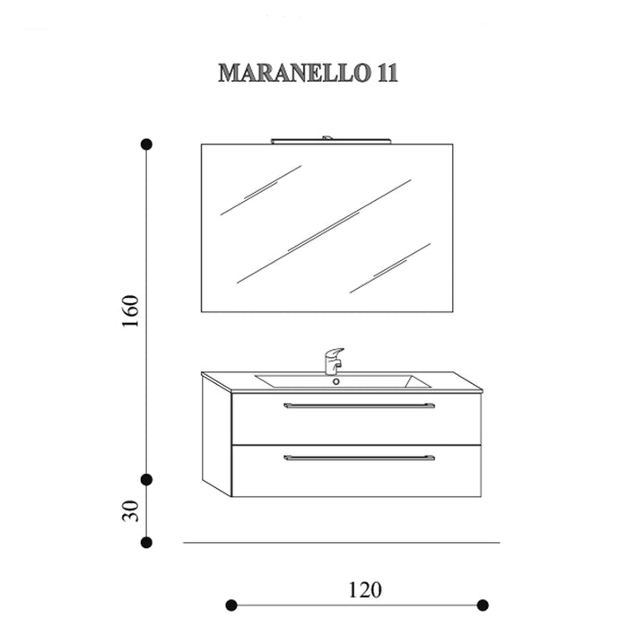 Mobilebagno sospeso Maranello04 cm 120x190x46 laccato lucido bianco