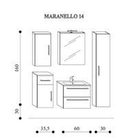 Mobile bagno sospeso Maranello02 cm 125,5x190x46 larice