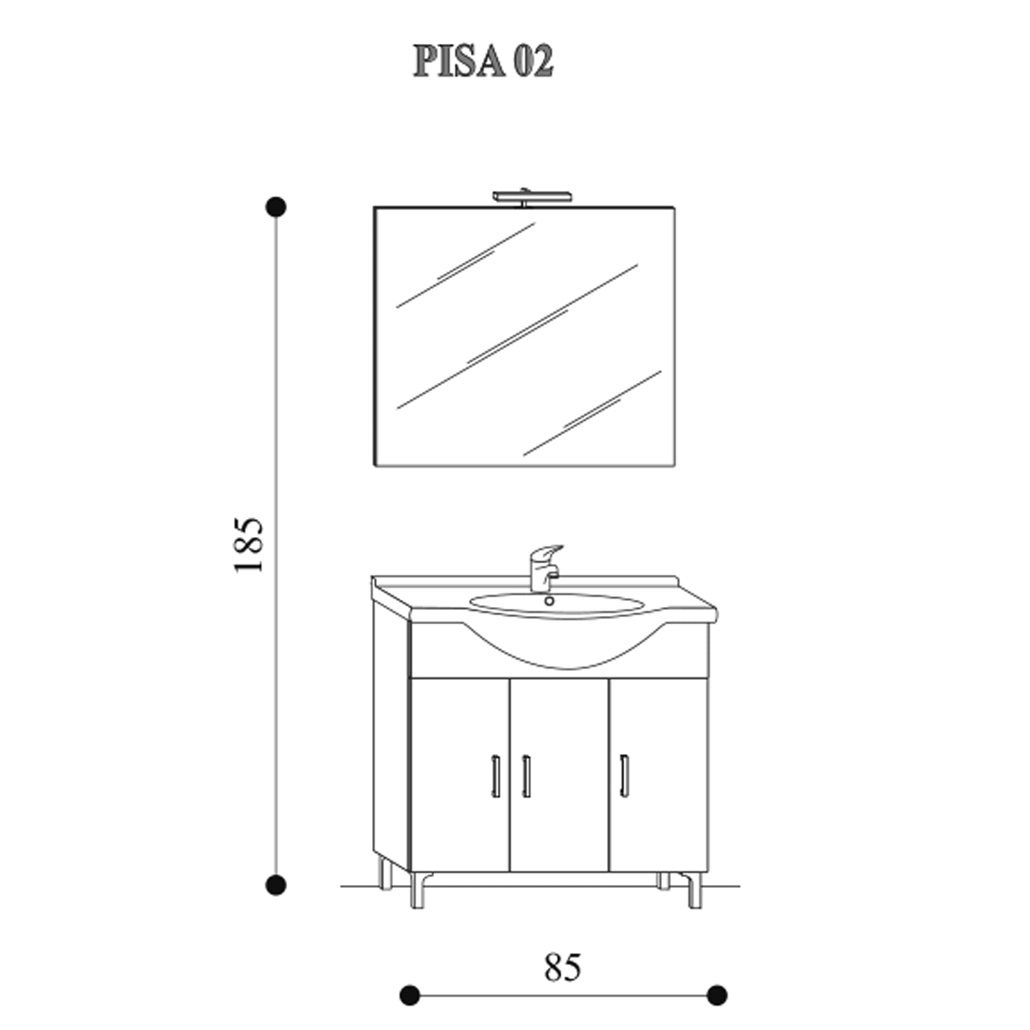 Mobile bagno a terra 85 cm Pisa02 finitura in larice