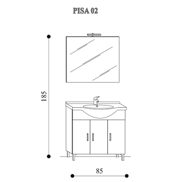 Mobile bagno a terra 85 cm Pisa02 finitura in larice