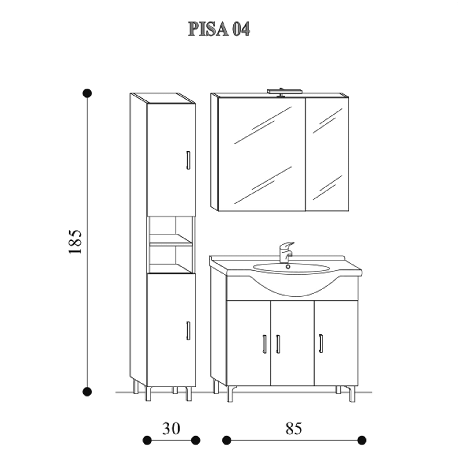 Mobile bagno a terra 115 cm Pisa03 finitura rovere scuro