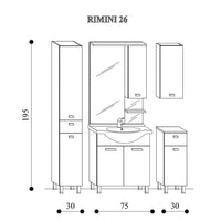 Mobile bagno a terra Rimini05 cm135x195x47  laccato lucido bianco