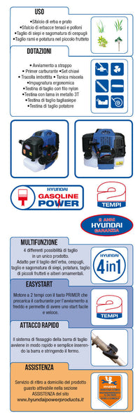 Decespugliatore multifunzione Hyundai 4in1 35250 Tagliasiepi Potatore Motosega