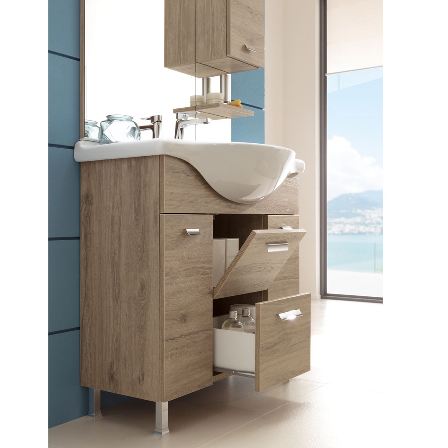 Mobile bagno a terra Rimini08 cm 85x195x48 rovere nabucco