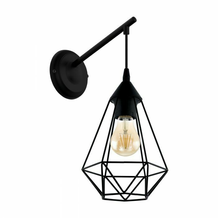 Applique Parete Led Vintage Lampada Interno E27 Metallo Sospesa Nero Tarbes EGLO