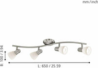 Plafoniera da soffitto 4 Luci Faretti Nickel Lampada Binario Interno Dakar EGLO