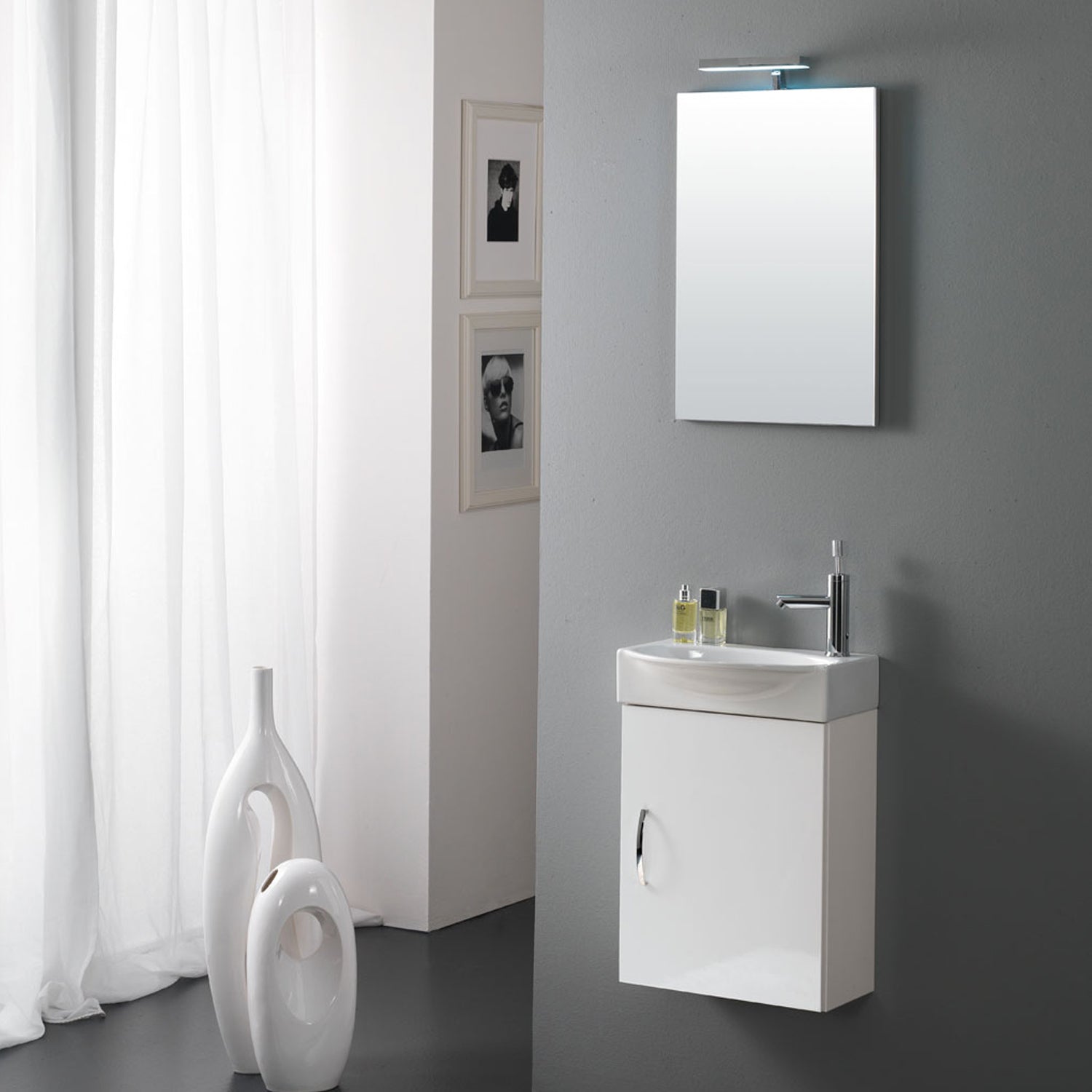 Mobile bagno sospeso Mini42 cm42x190x29,5 laccato lucido bianco