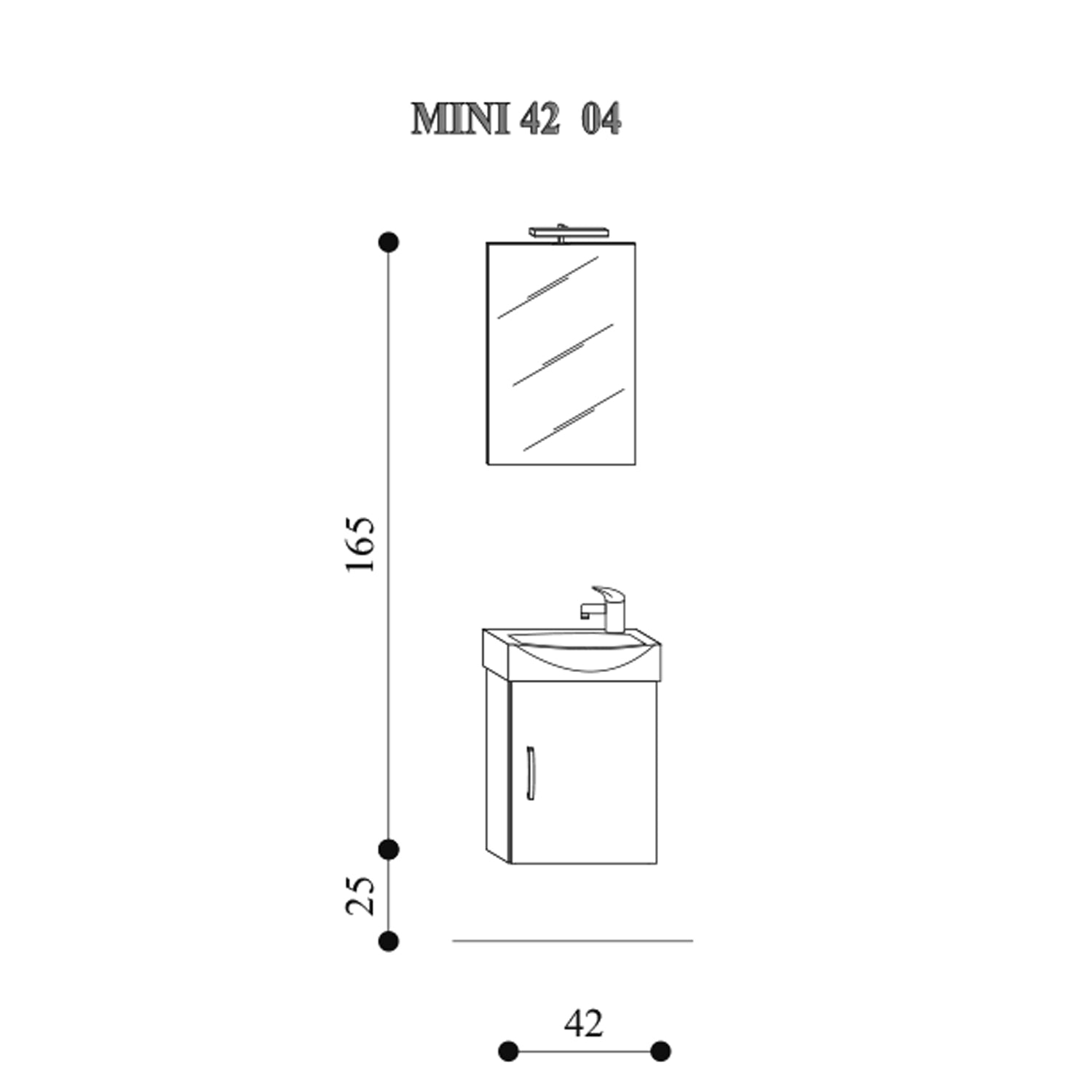 Mobile bagno sospeso Mini42 cm 42x190x29,5 rovere scuro