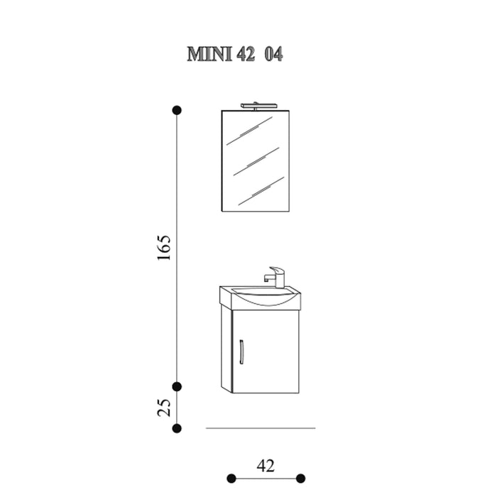 Mobile bagno sospeso Mini42 cm 42x190x29,5 rovere scuro