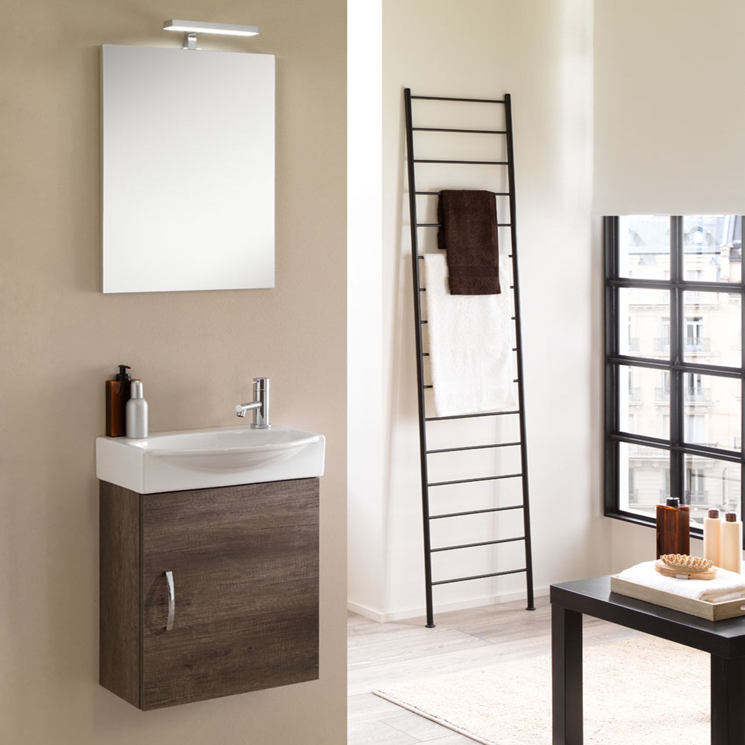 Mobile bagno sospeso Mini42 cm 42x190x29,5 rovere scuro