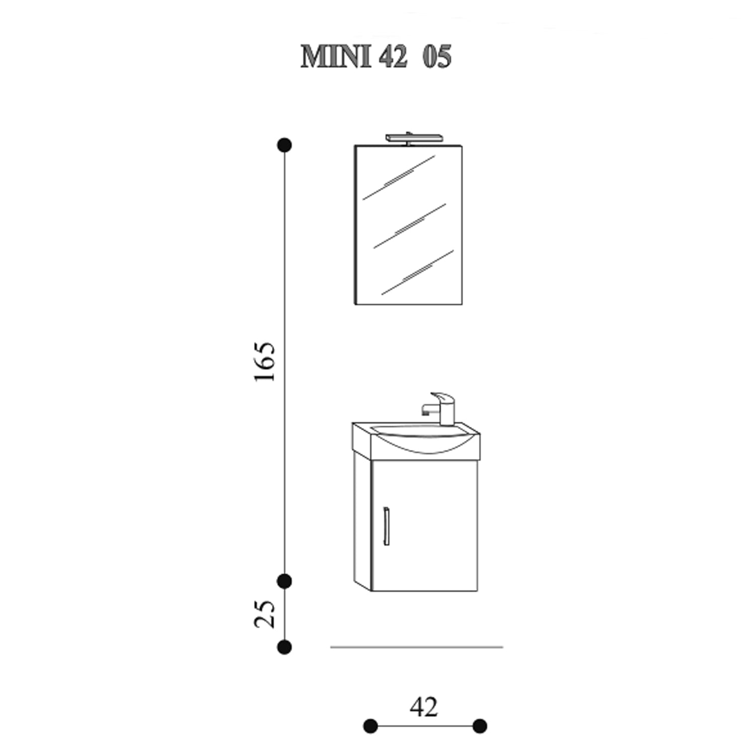 Mobile bagno sospeso Mini42 cm 42x190x29,5 laccato lucido grigio nuvola