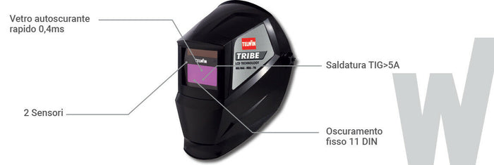 Maschera per Saldatura automatica autoscurante LCD Telwin Tribe saldatore casco