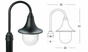 Lampada Testa Palo Lampara Illuminazione Esterno 60 mm E27 Nero Marine Sovil