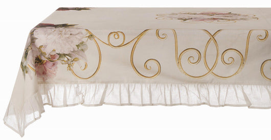 Tovaglia con Gala stile Shabby Chic Elegante Copritavolo 150x280 Blanc Mariclò