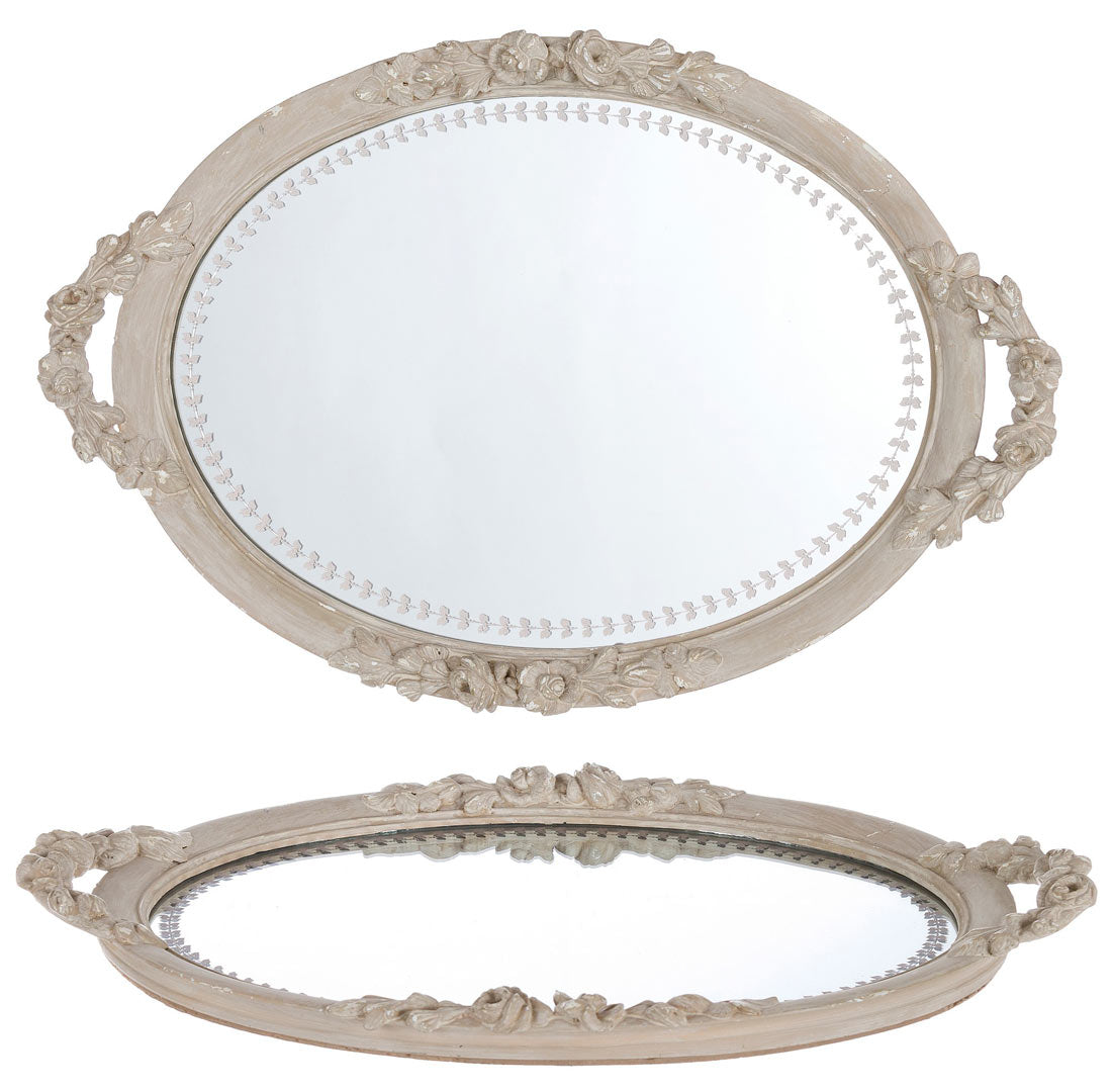 Vassoio con Specchio Shabby Chic Decorazioni Eleganti Ricorrenze Blanc Mariclò