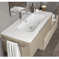 Mobile bagno sospeso Bali04 cm 160x195x46 laccato lucido visone e noce lingera