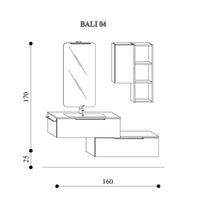 Mobile bagno sospeso Bali04 cm 160x195x46 laccato lucido visone e noce lingera