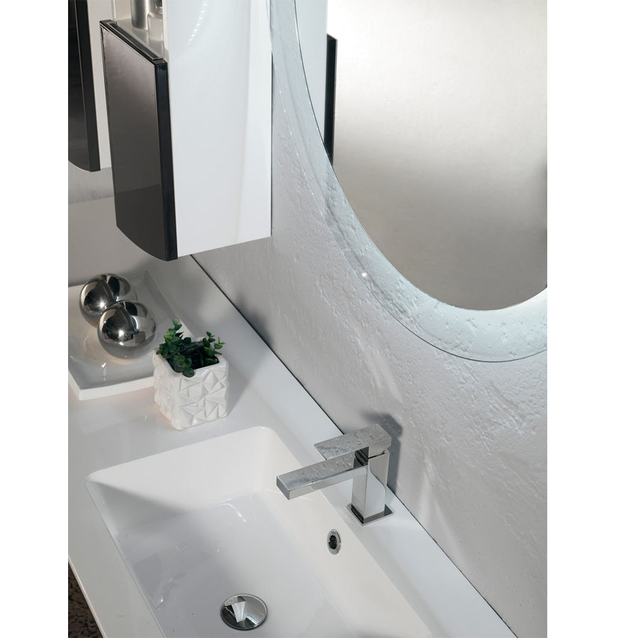 Mobile bagno sospeso Soft04 cm 152x190x46 laccato lucido grigio