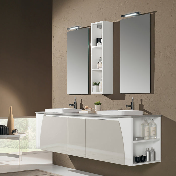 Mobile bagno sospeso Soft07 cm 193x190x46 laccato lucido grigio nuvola