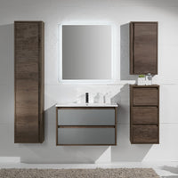 Mobile bagno sospeso Loto02 cm 145x190x46 rovere scuro