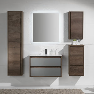 Mobile bagno sospeso Loto02 cm 145x190x46 rovere scuro