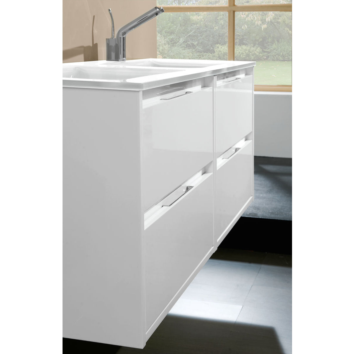 Mobile bagno sospeso Loto13 cm 120x190x46 laccato lucido bianco