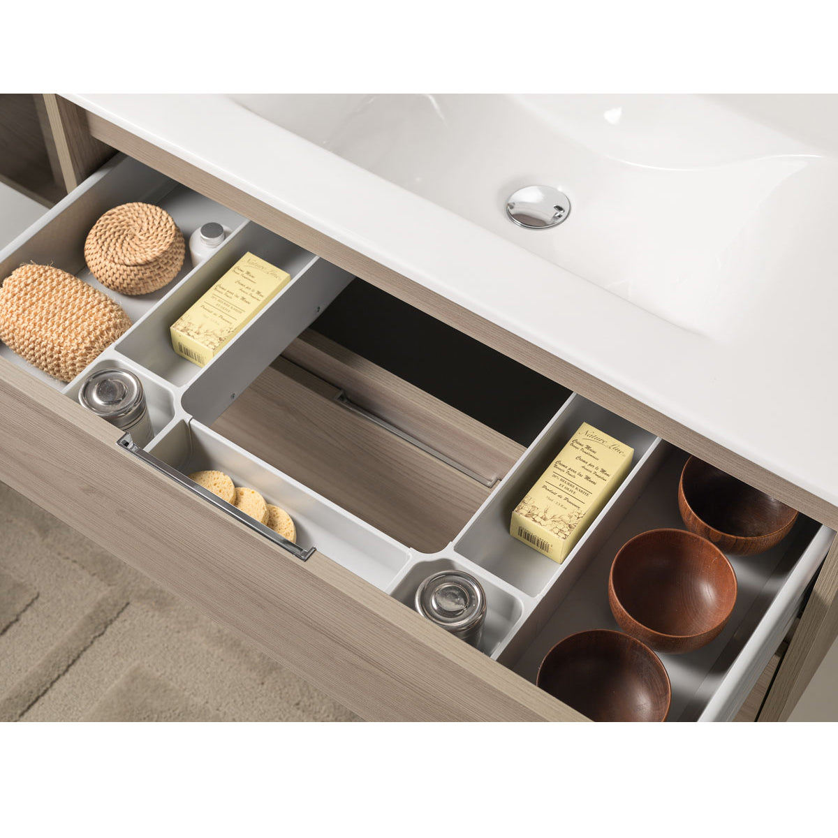 Mobile bagno sospeso Loto01 cm 125x190x46 olmo rosseau