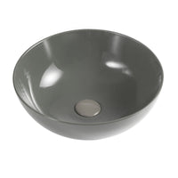 Lavabo da appoggio tondo Slim ceramica grigia diametro 35,8 cm e altezza 15 cm