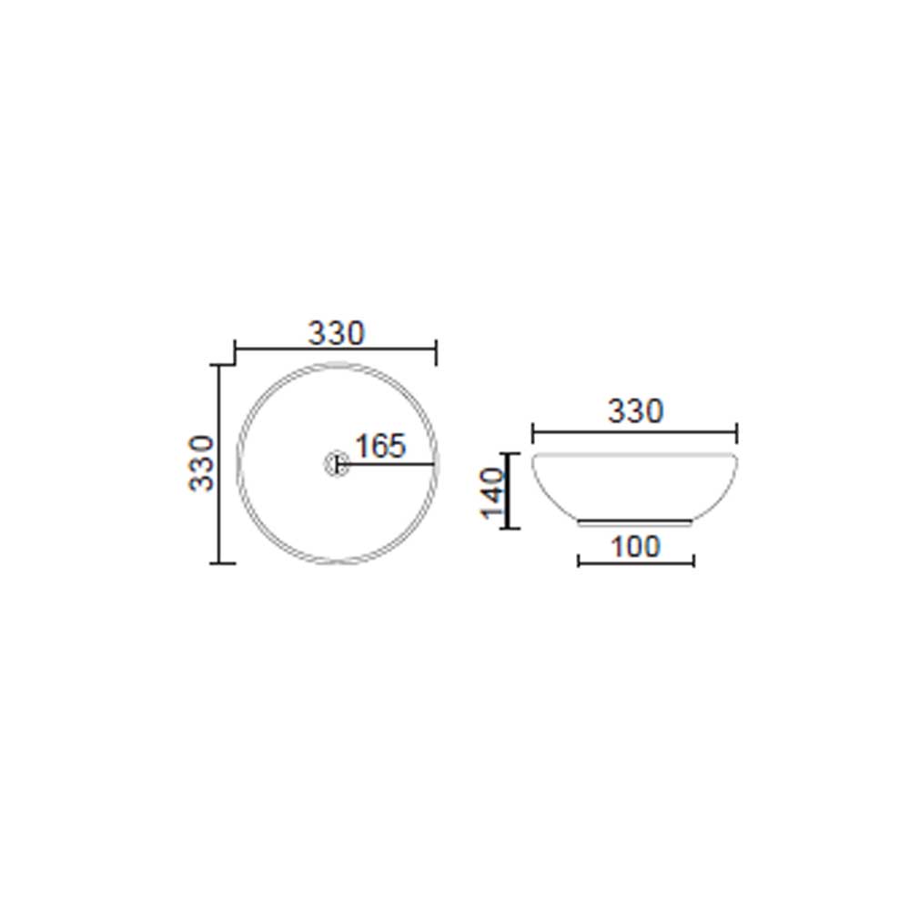 Lavabo da appoggio tondo Slim ceramica nera diametro 33 cm e altezza 14 cm