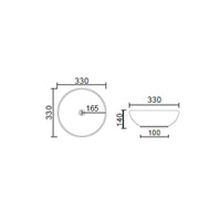 Lavabo da appoggio tondo Slim ceramica nera diametro 33 cm e altezza 14 cm