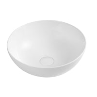 Lavabo da appoggio tondo Slim ceramica bianca diametro 38,5 cm e altezza 15 cm