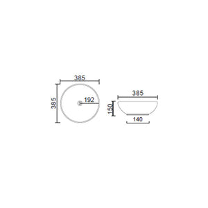 Lavabo da appoggio tondo Slim ceramica bianca diametro 38,5 cm e altezza 15 cm