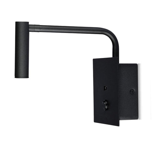 3W Led Hotel Side Light(Wall Lamp)With Switch&Usb Port 3000K-Black