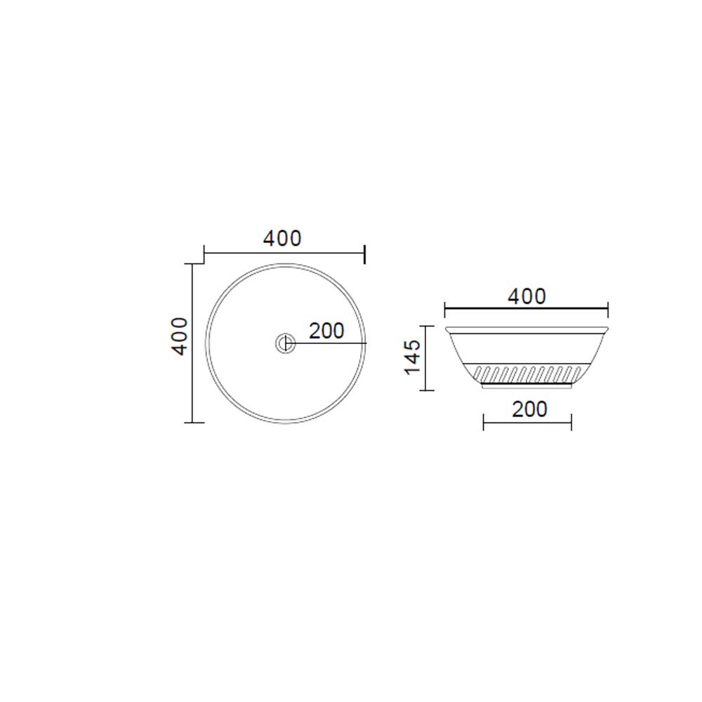 Lavabo da appoggio tondo Slim ceramica nera diametro 40 cm e altezza 14,5 cm