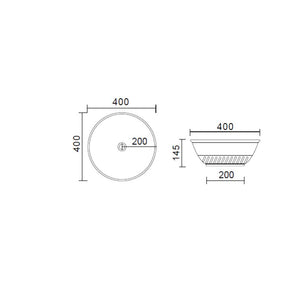 Lavabo da appoggio tondo Slim ceramica nera diametro 40 cm e altezza 14,5 cm