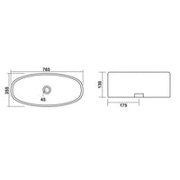 Lavabo da appoggio quadro angoli arrotondati  77x36 H.13 cm