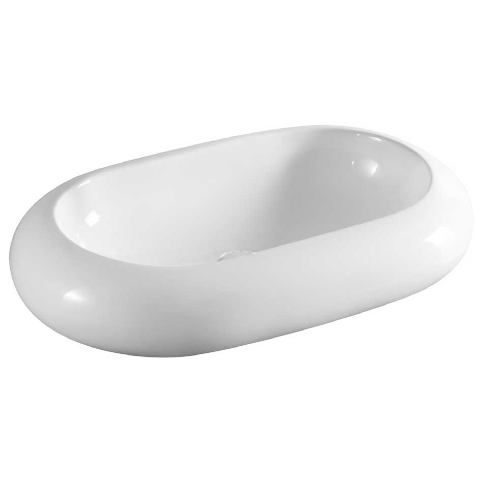 Lavabo da appoggio bianco rettangolare angoli arrotondati 63x40 H.16 cm