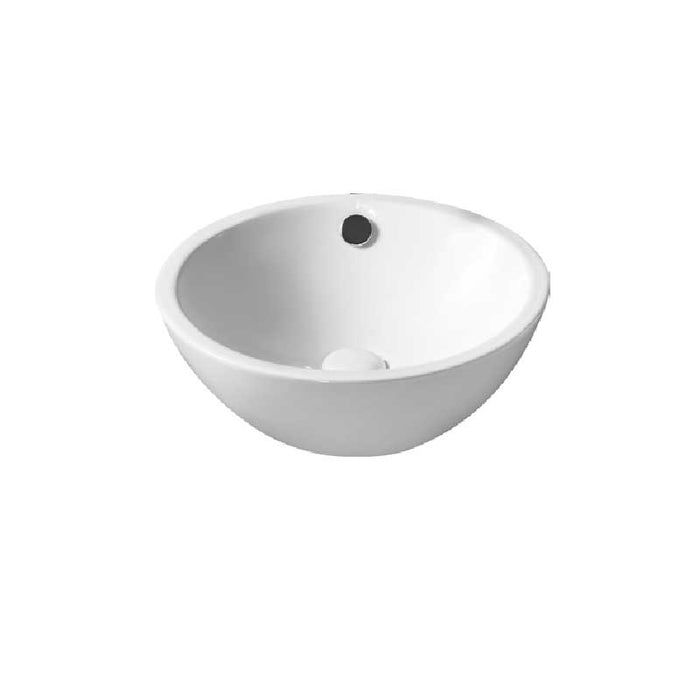 Lavabo da appoggio bianco tondo con troppo pieno diametro 39,5 cm