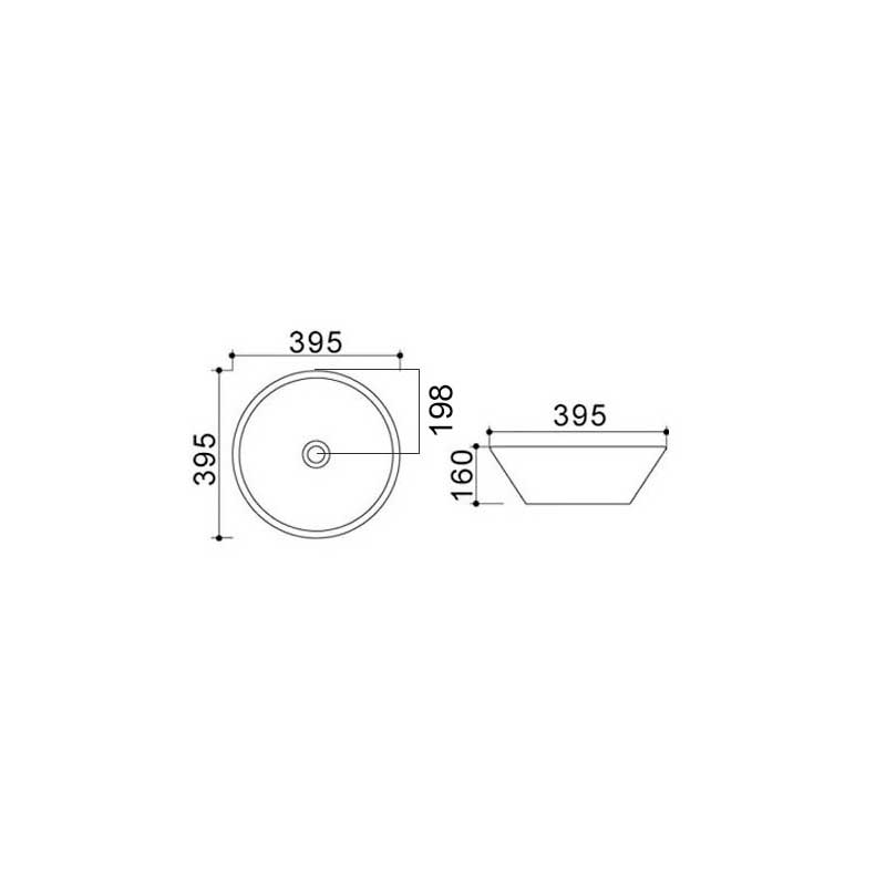 Lavabo da appoggio bianco tondo con troppo pieno diametro 39,5 cm