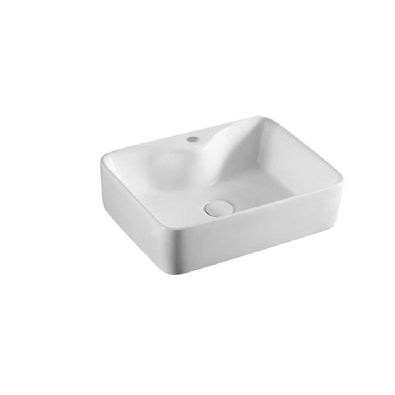 Lavabo d'appoggio quadrato ceramica bianca senza troppo pieno altezza 13 cm