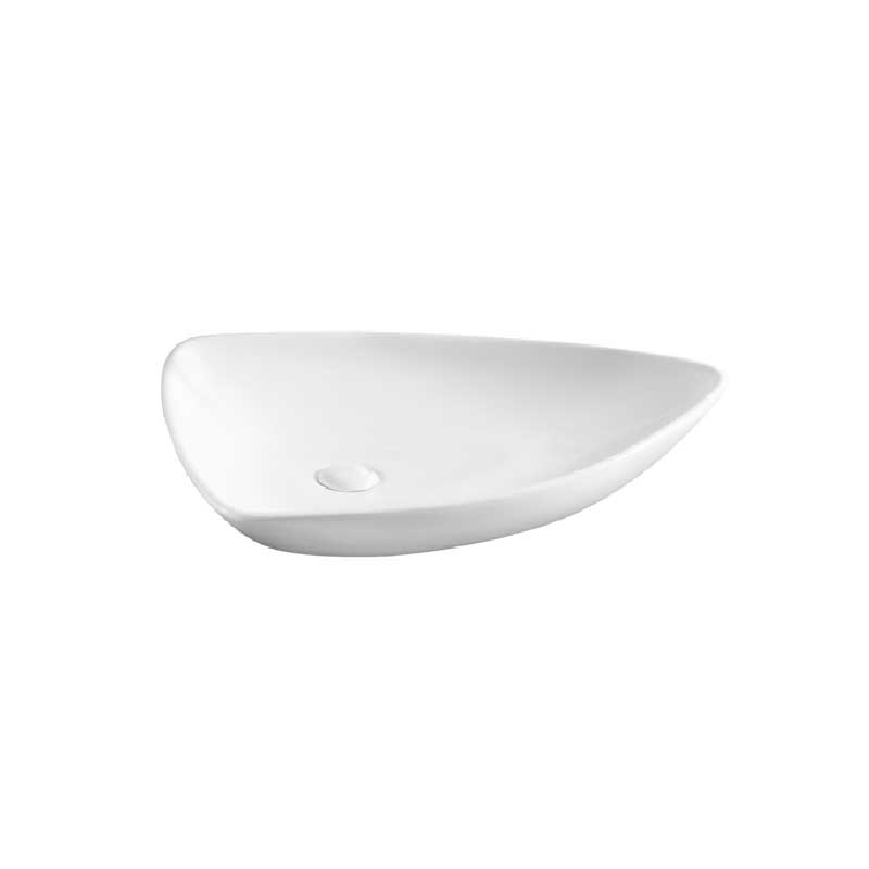 Lavabo d'appoggio ceramica bianca senza troppio pieno 66x46,5 H.12,5 cm