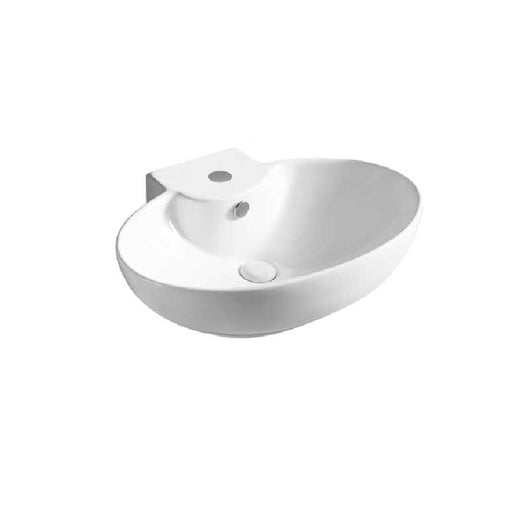 Lavabo sospeso e da appoggio in ceramica bianca dimensioni 60,5x45,4 H.18 cm