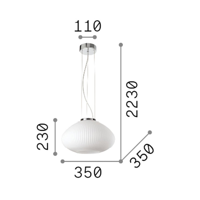 Sospensione Moderna Plisse' Metallo Ottone 1 Luce E27 D35Cm