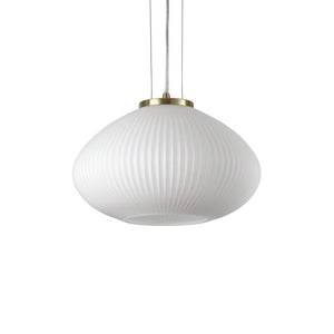 Sospensione Moderna Plisse' Metallo Ottone 1 Luce E27 D35Cm