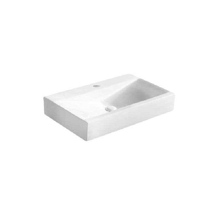 Lavabo d'appoggio ceramica bianca 70,5x44,5 H.12 cm senza troppo pieno